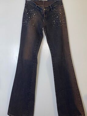 Vintage Y2K Blue-grey Embellished Bellbottoms